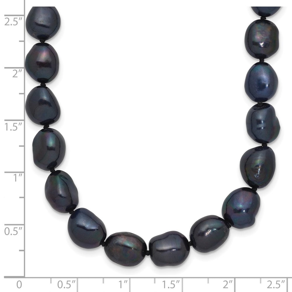 14K White Gold 7x11 Baroque Black FW Cultured Pearl 18in Necklace