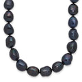 14K White Gold 7x11 Baroque Black FW Cultured Pearl 18in Necklace