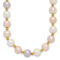 14K 8-9mm Semi-round Pink/Purple/White FWC Pearl D/C Beaded Necklace