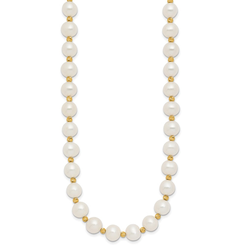 14k 8-9mm Near-Round FWC Pearl and D/C Beaded Bracelet