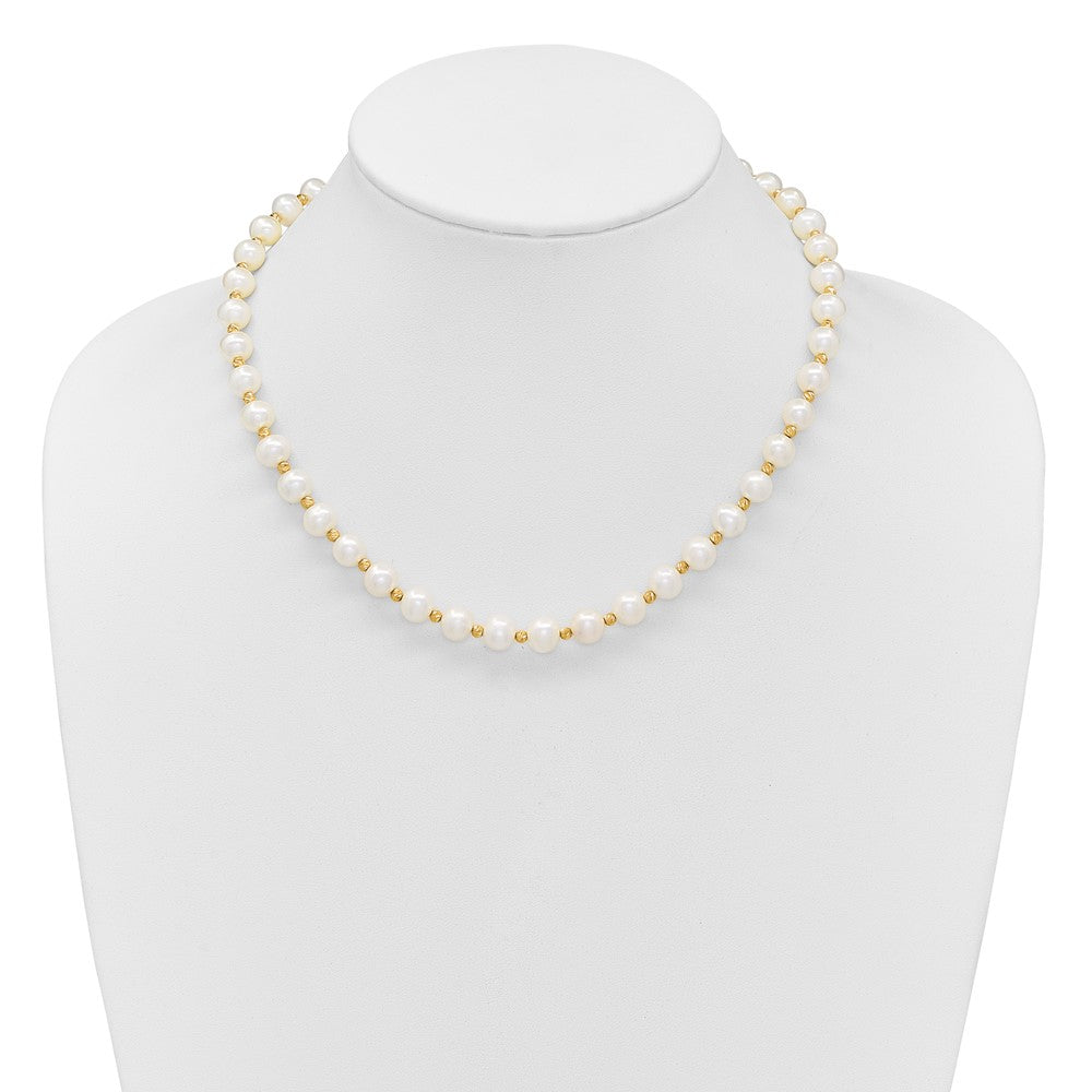 14k 8-9mm Near-Round FWC Pearl and D/C Beaded Bracelet