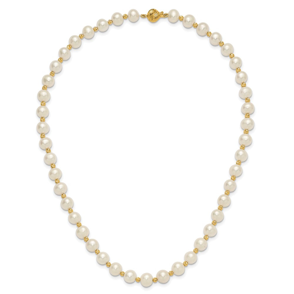 14k 8-9mm Near-Round FWC Pearl and D/C Beaded Bracelet
