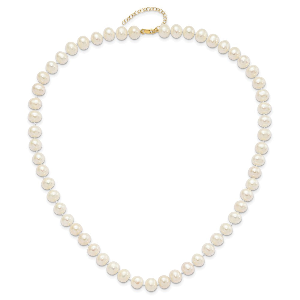 14K 8-9mm Near Rnd FWC Pearl Earring w/1in ext Bracelet w/2in Necklace Set