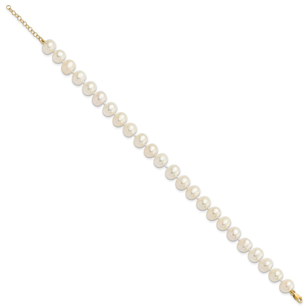 14K 8-9mm Near Rnd FWC Pearl Earring w/1in ext Bracelet w/2in Necklace Set
