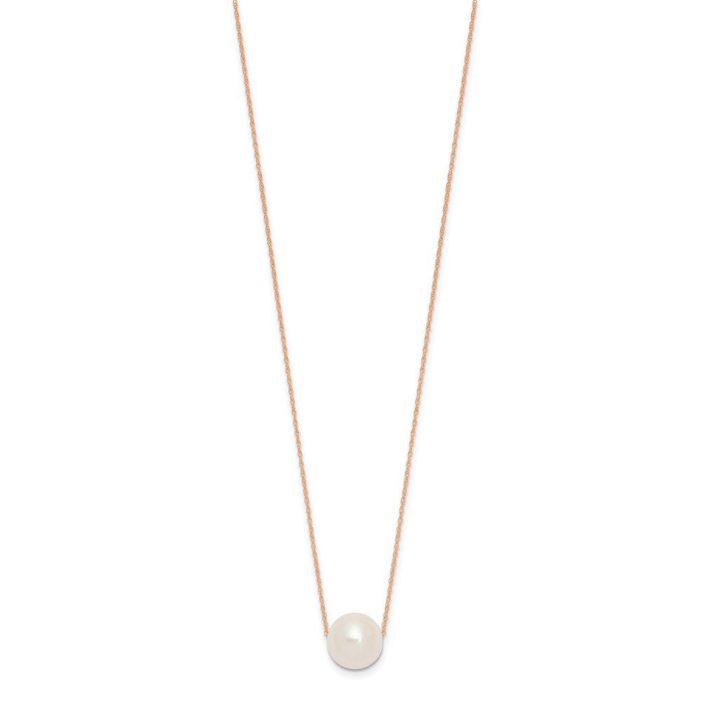 14K Rose Gold 10-11mm Semi-Round White FWC Pearl Rope Necklace