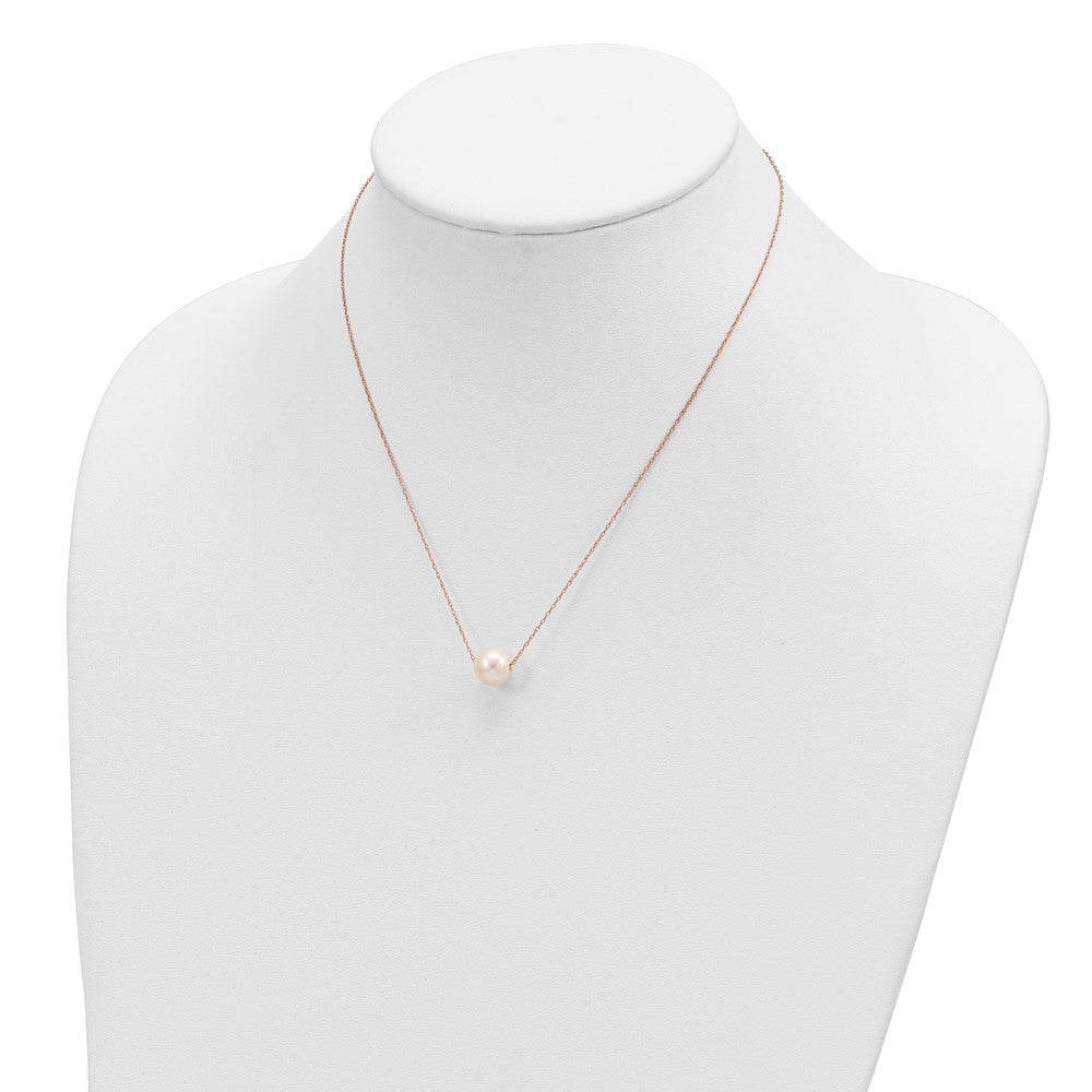 14K Rose Gold 10-11mm Semi-Round White FWC Pearl Rope Necklace
