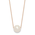 14K Rose Gold 10-11mm Semi-Round White FWC Pearl Rope Necklace