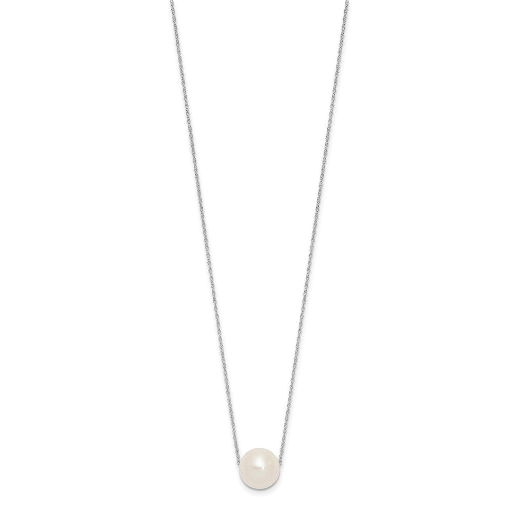 14K White Gold 10-11mm Semi-Round White FWC Pearl Rope Necklace
