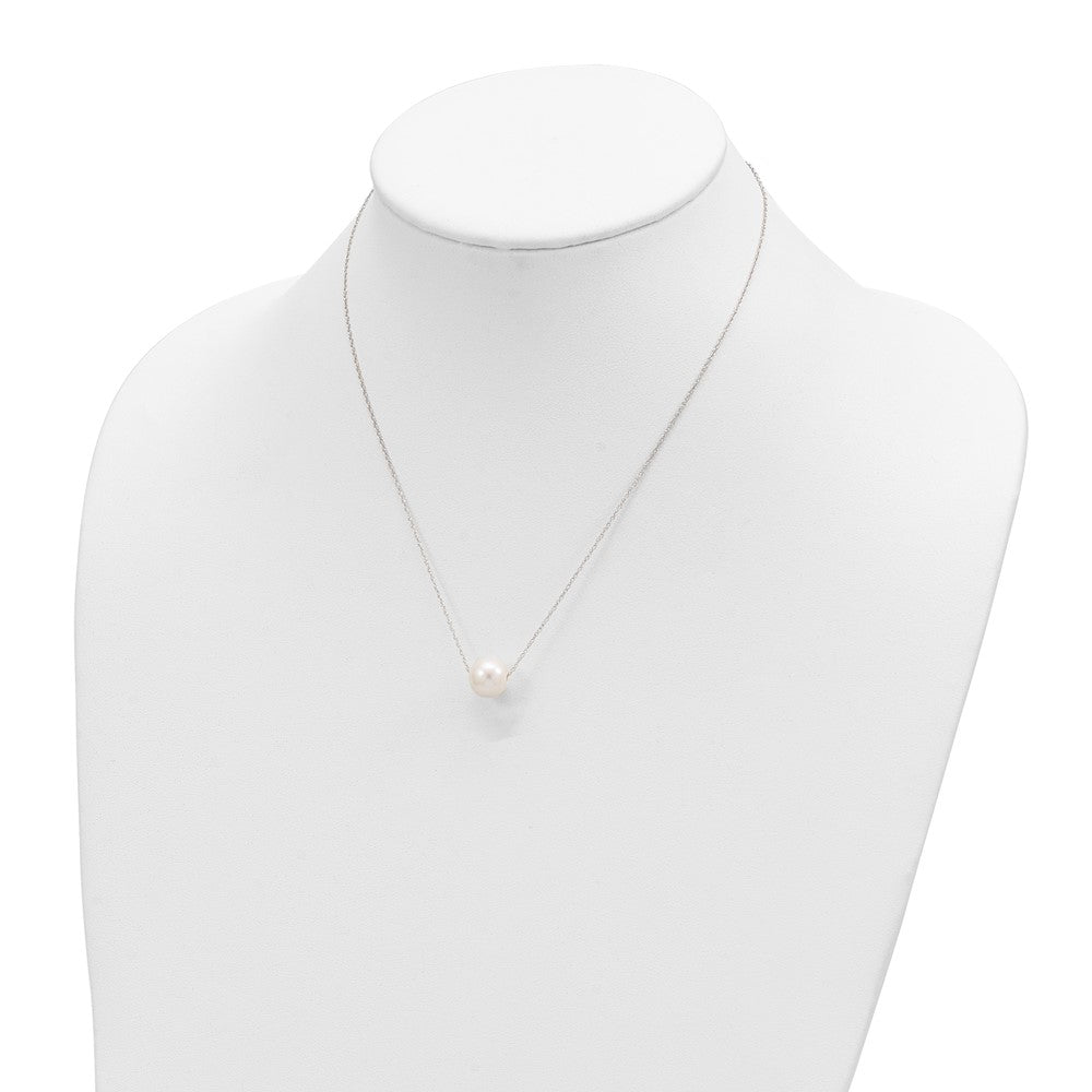 14K White Gold 10-11mm Semi-Round White FWC Pearl Rope Necklace
