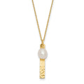 14K 6-7mm Rice White FWC Pearl Brushed Necklace