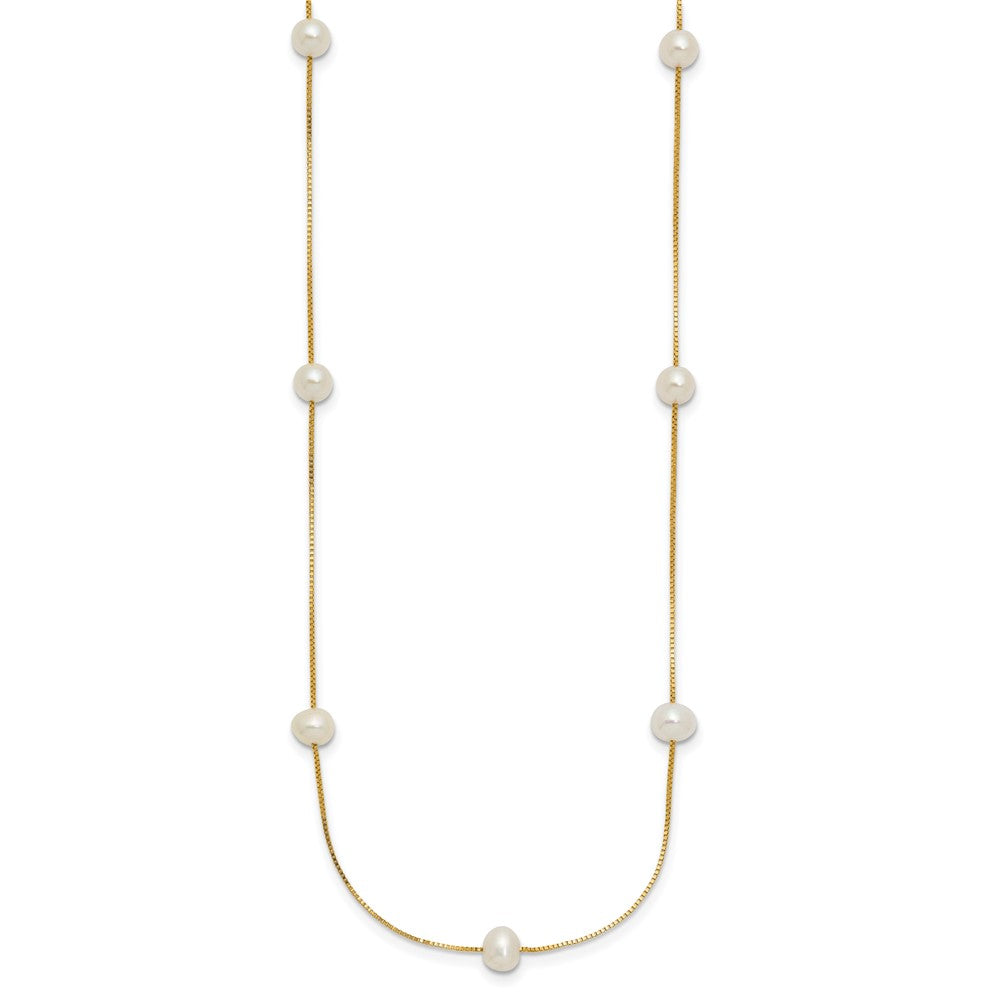 14K 5-6mm Near-Round White FWC Pearl 9-Station Necklace