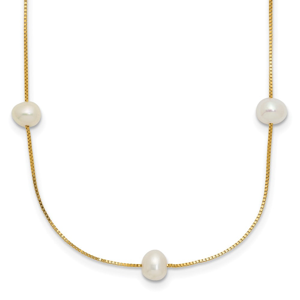 14K 5-6mm Near-Round White FWC Pearl 9-Station Necklace