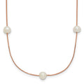 14K Rose Gold 5-6mm Near-Round White FWC Pearl 9-Station Necklace
