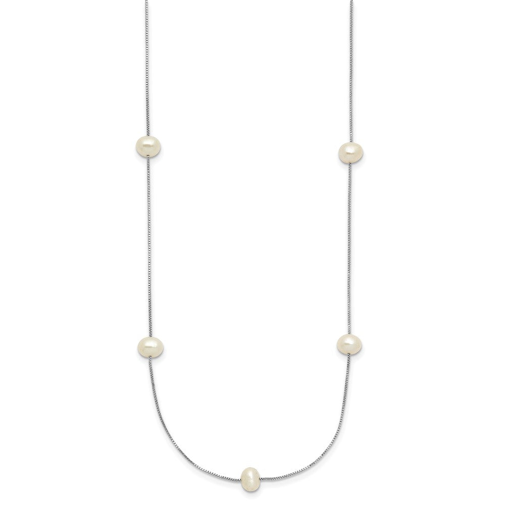 14K White Gold 5-6mm Near-Round White FWC Pearl 9-Station Necklace