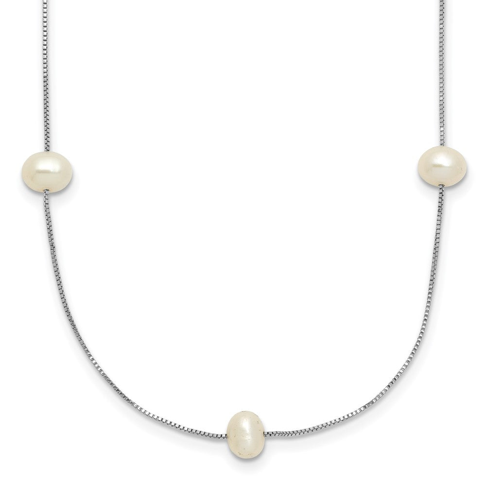 14K White Gold 5-6mm Near-Round White FWC Pearl 9-Station Necklace