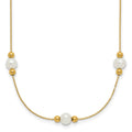 14K Polished FWC Pearl and Bead 3 Station 16in w/2 in ext. Necklace
