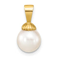 14K 8-9mm White Round Freshwater Pearl Pendant