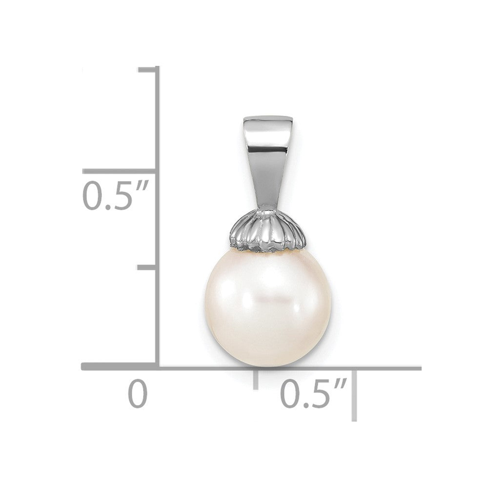 14K White Gold 8-9mm White Round Freshwater Cultured Pearl Pendant