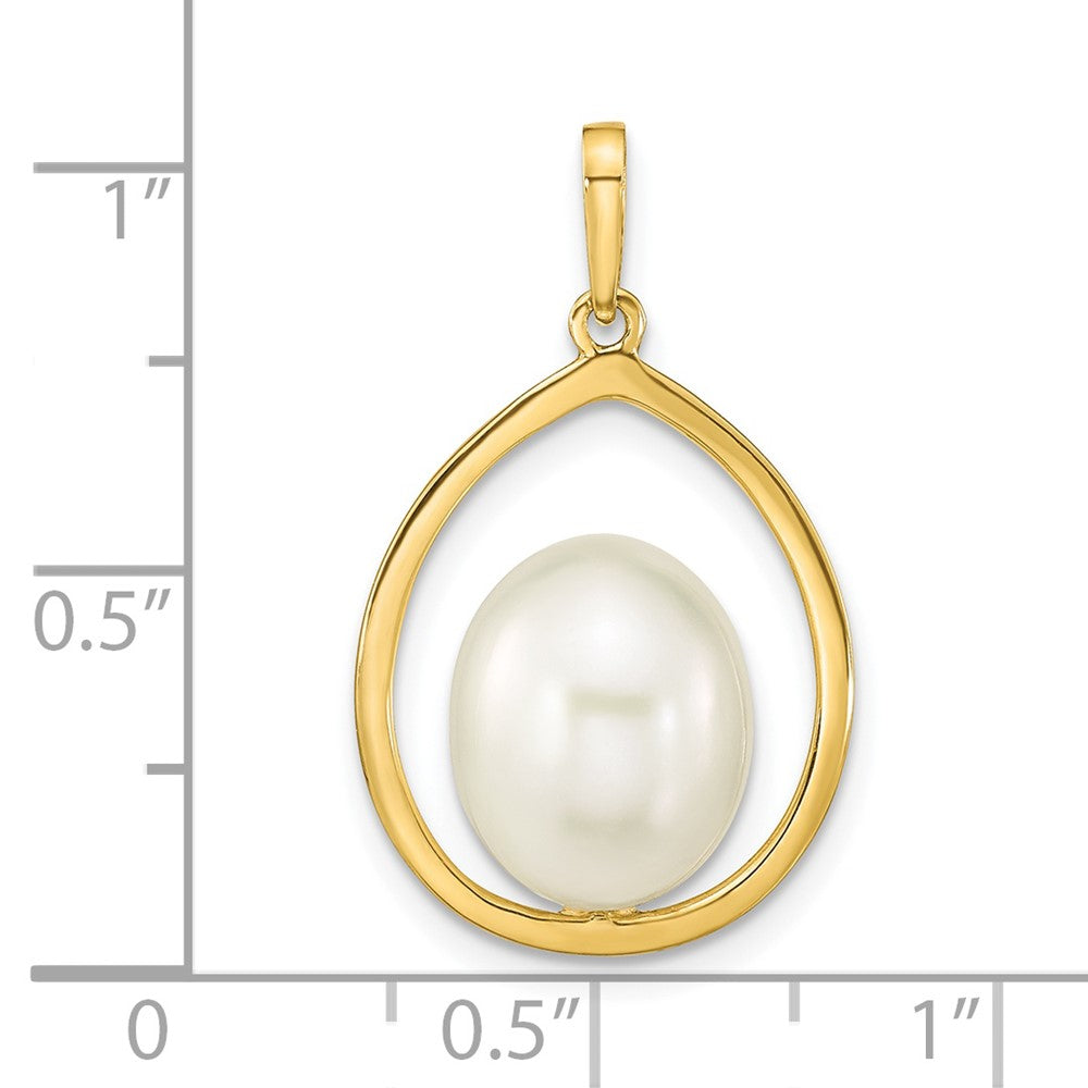 14K 9-10mm Rice White Freshwater Cultured Pearl Pendant