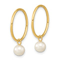 14K 5-6mm Round White Semi-Round FWC Pearl Hoop Earrings