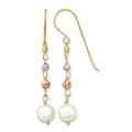 14K Two Tone D/C Freshwater Cultured Pearls Dangle Earrings