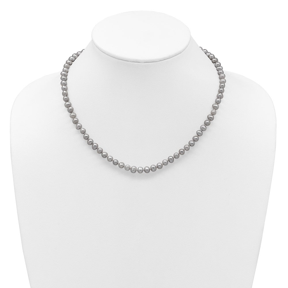 14k 5-6mm Near Round Grey Freshwater Cultured Pearl Bracelet