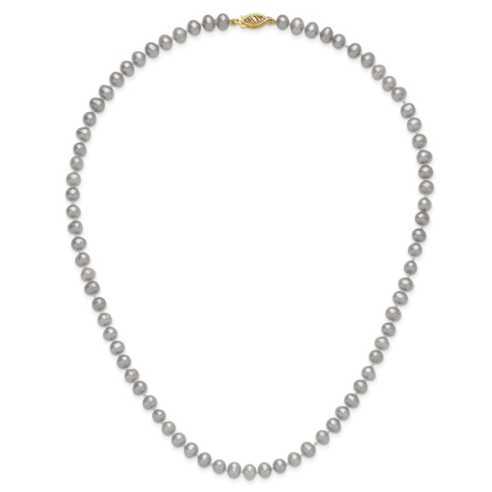 14k 5-6mm Near Round Grey Freshwater Cultured Pearl Bracelet