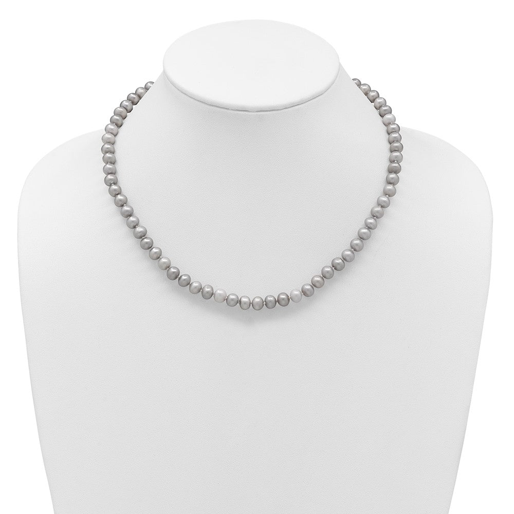 14k 6-7mm Near Round Grey Freshwater Cultured Pearl Bracelet
