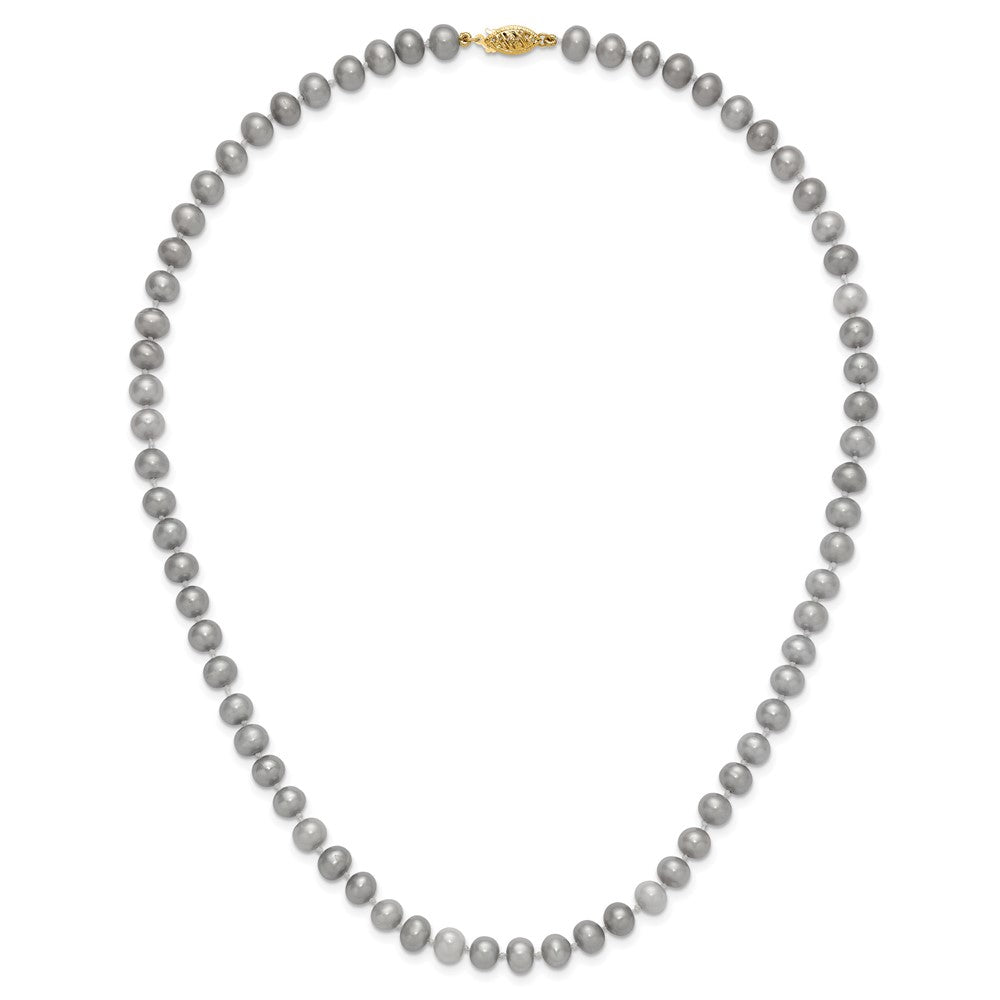 14k 6-7mm Near Round Grey Freshwater Cultured Pearl Bracelet