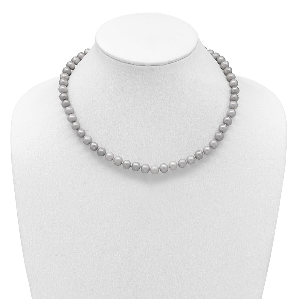 14k 7-8mm Near Round Grey Freshwater Cultured Pearl Bracelet