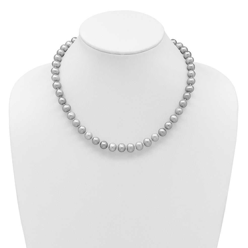 14K 8-9mm Near Round Grey Freshwater Cultured Pearl Bracelet