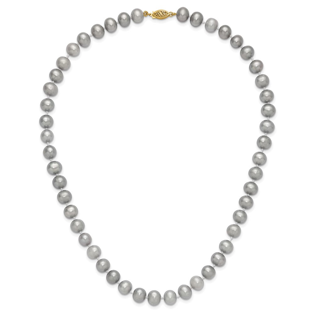 14K 8-9mm Near Round Grey Freshwater Cultured Pearl Bracelet