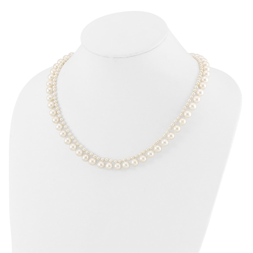 14K 3-4mm and 7-8mm White FWC Pearl 18in 2-Strand Necklace