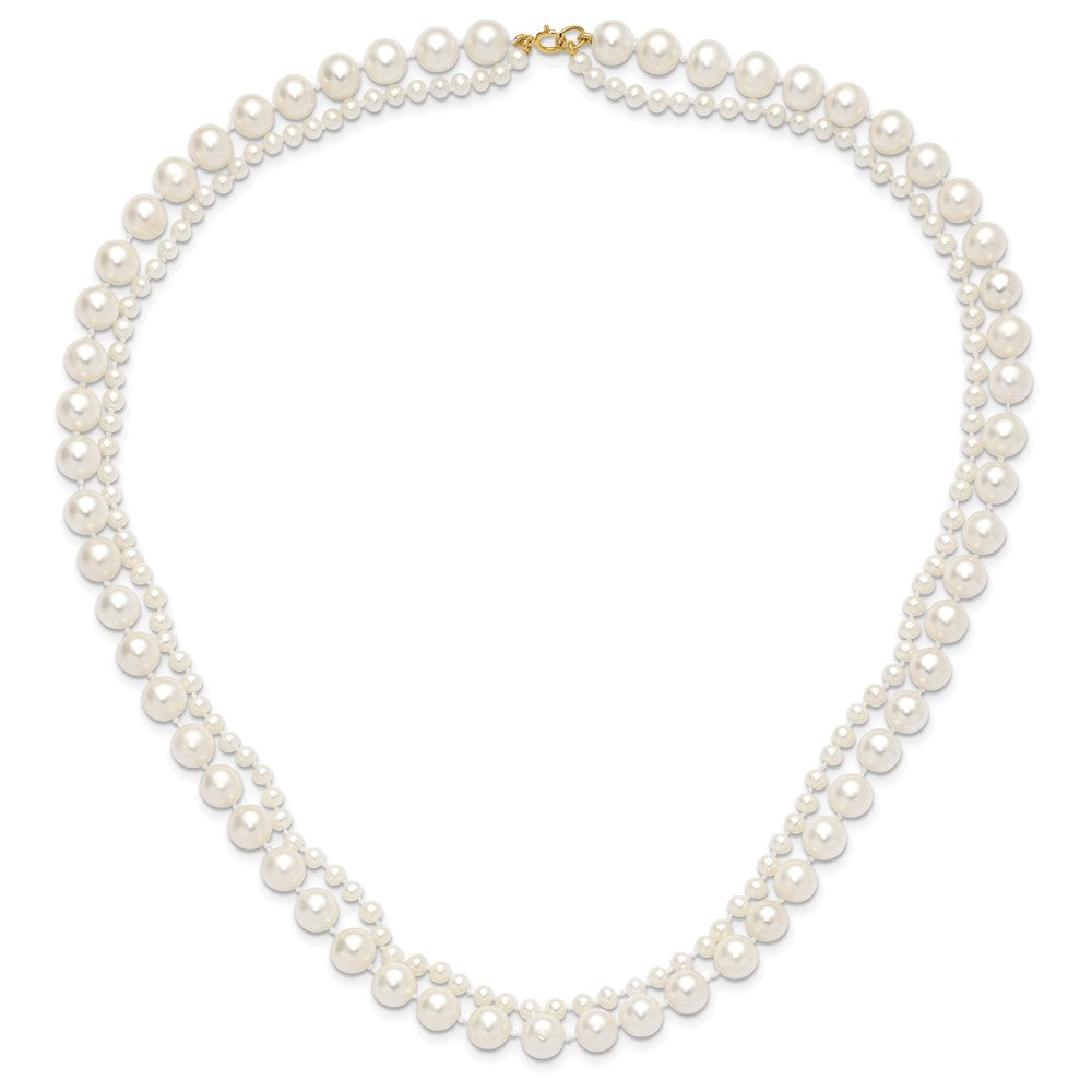 14K 3-4mm and 7-8mm White FWC Pearl 18in 2-Strand Necklace