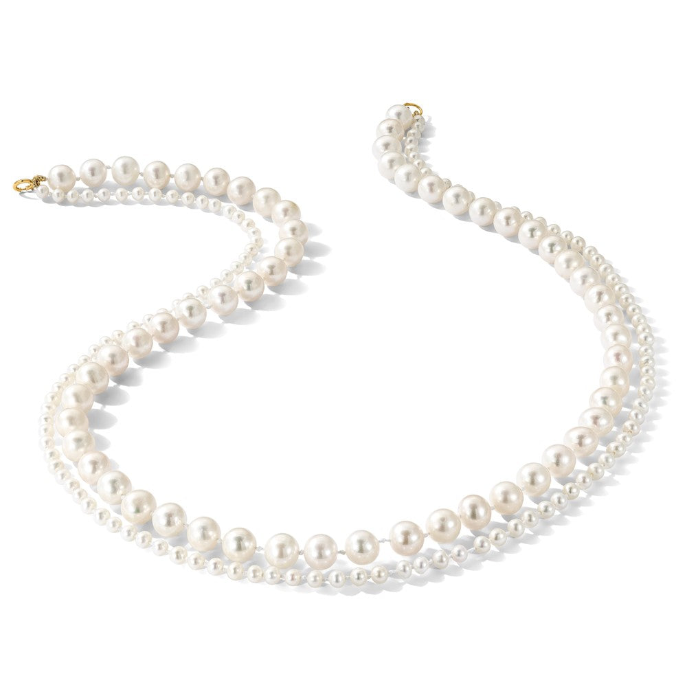 14K 3-4mm and 7-8mm White FWC Pearl 18in 2-Strand Necklace