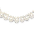 14K 3-4mm and 7-8mm White FWC Pearl 18in 2-Strand Necklace