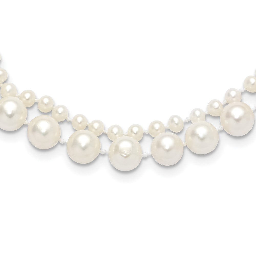 14K 3-4mm and 7-8mm White FWC Pearl 18in 2-Strand Necklace