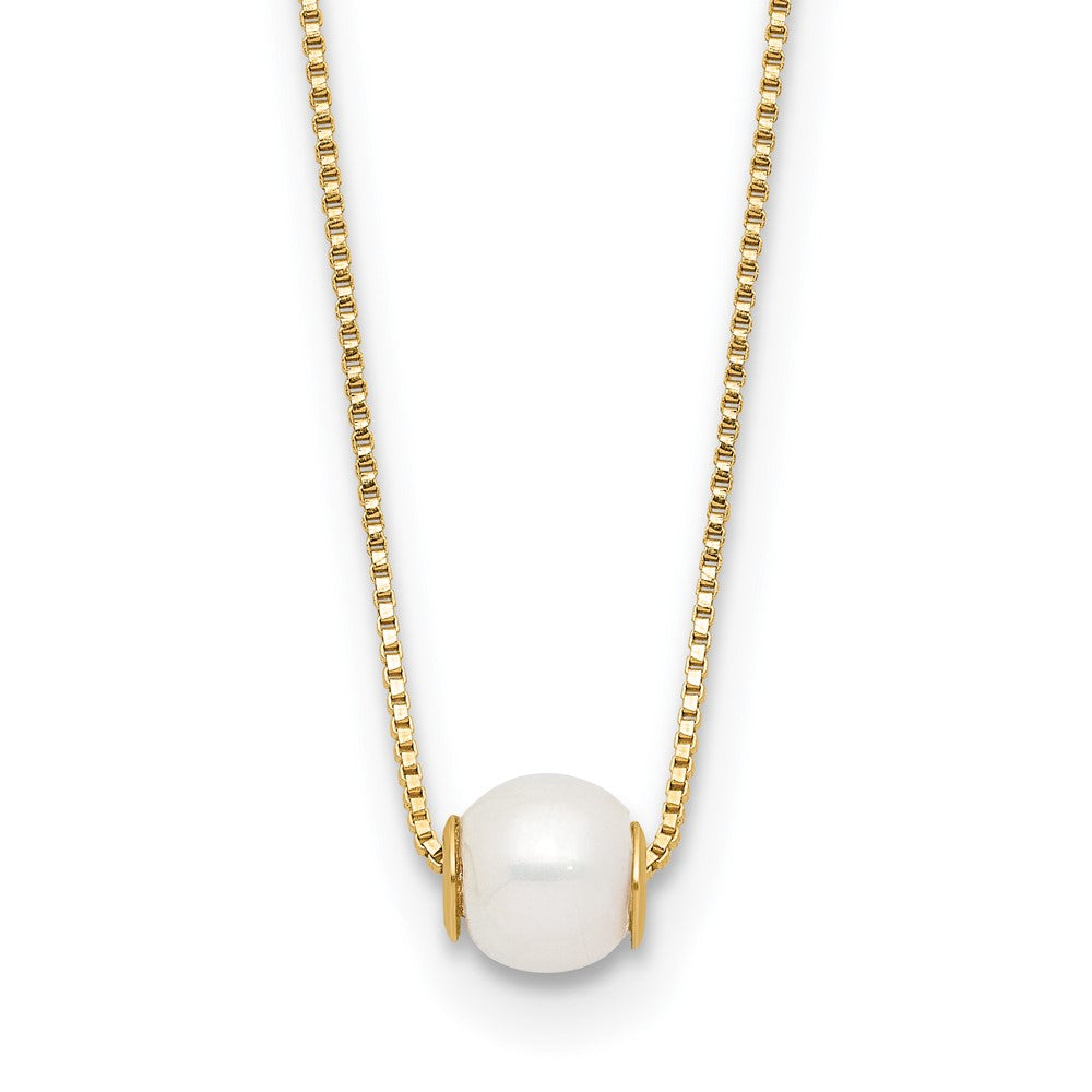 14K 4-5mm Round White Freshwater Cultured Pearl 18in Necklace