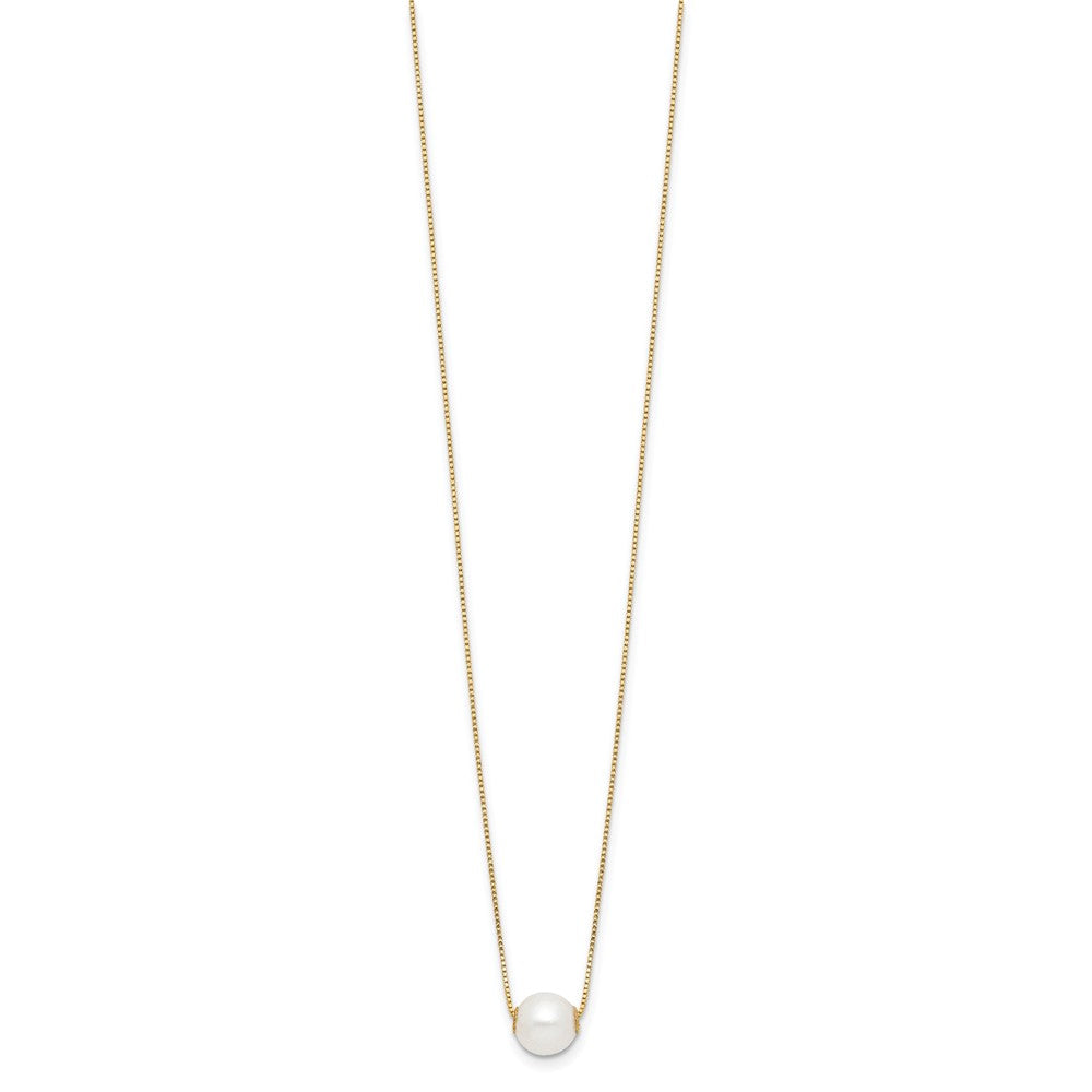 14K 7-8mm Round White Freshwater Cultured Pearl 18in Necklace