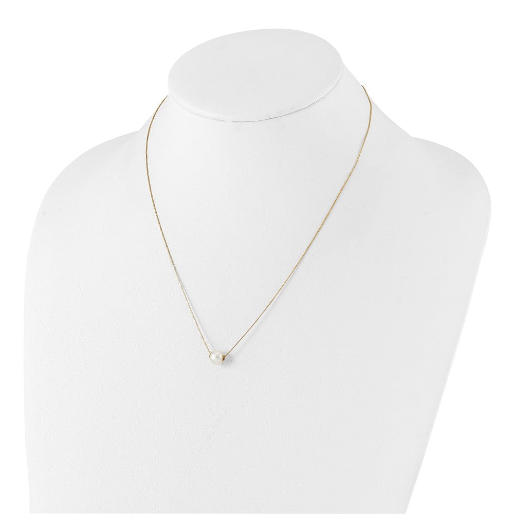 14K 7-8mm Round White Freshwater Cultured Pearl 18in Necklace