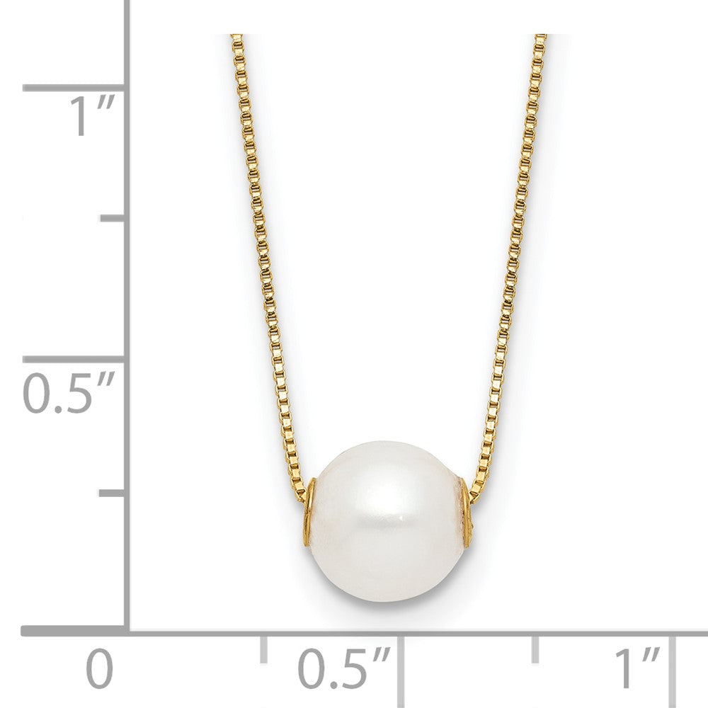 14K 7-8mm Round White Freshwater Cultured Pearl 18in Necklace