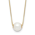 14K 7-8mm Round White Freshwater Cultured Pearl 18in Necklace