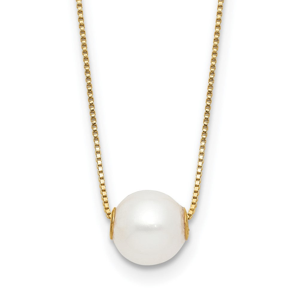14K 7-8mm Round White Freshwater Cultured Pearl 18in Necklace