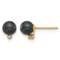 14K 5-6mm Round Blk Saltwater Akoya Pearl and .02ct Diamond Earrings