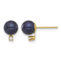 14K 6-7mm Round Black FWC Pearl and .06ct Diamond Post Earrings