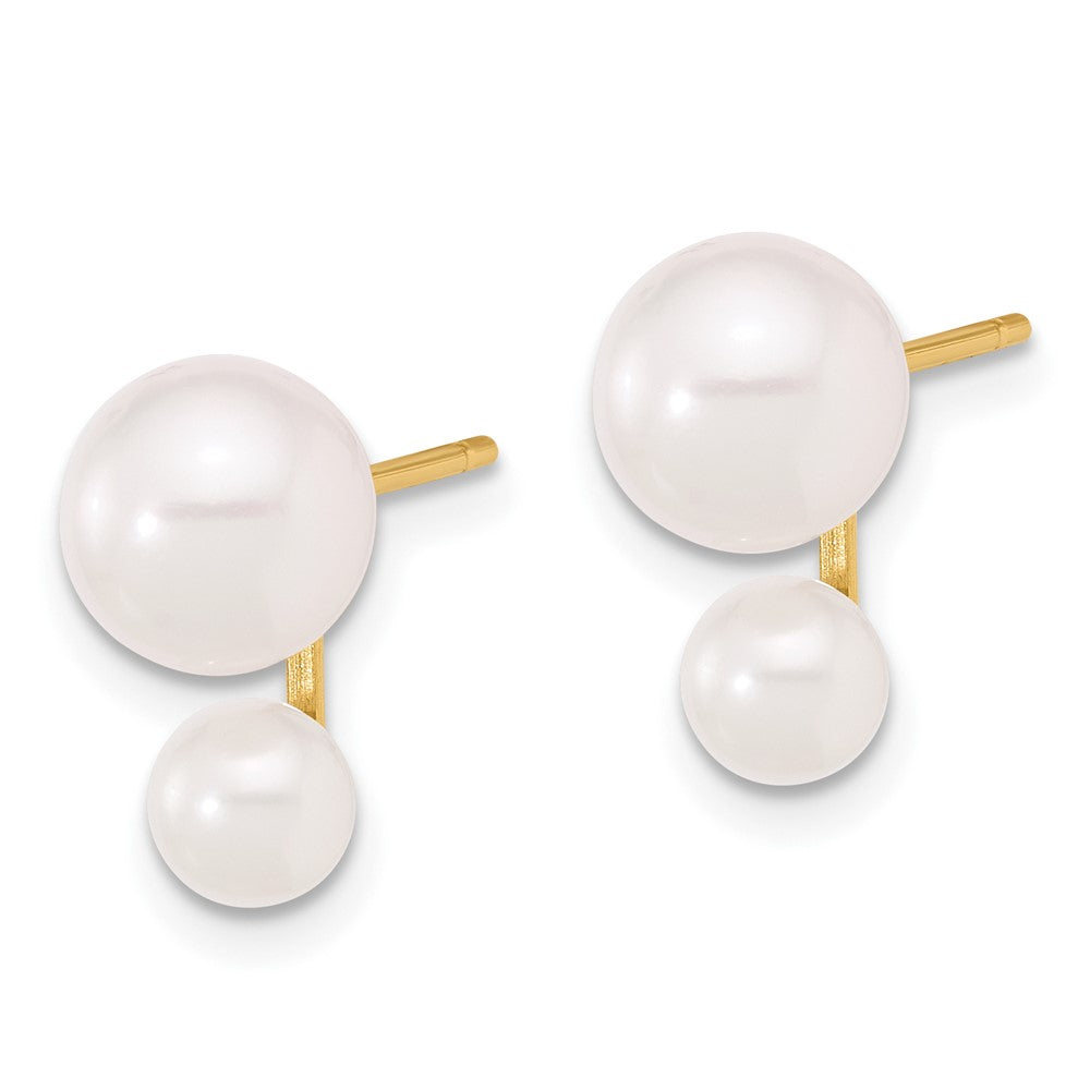 14K 4-5mm and 6-7mm White Akoya Cultured Pearl Post Earrings