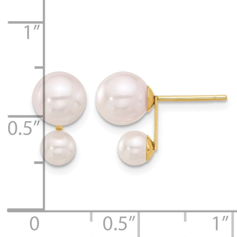 14K 4-5mm and 6-7mm White Akoya Cultured Pearl Post Earrings