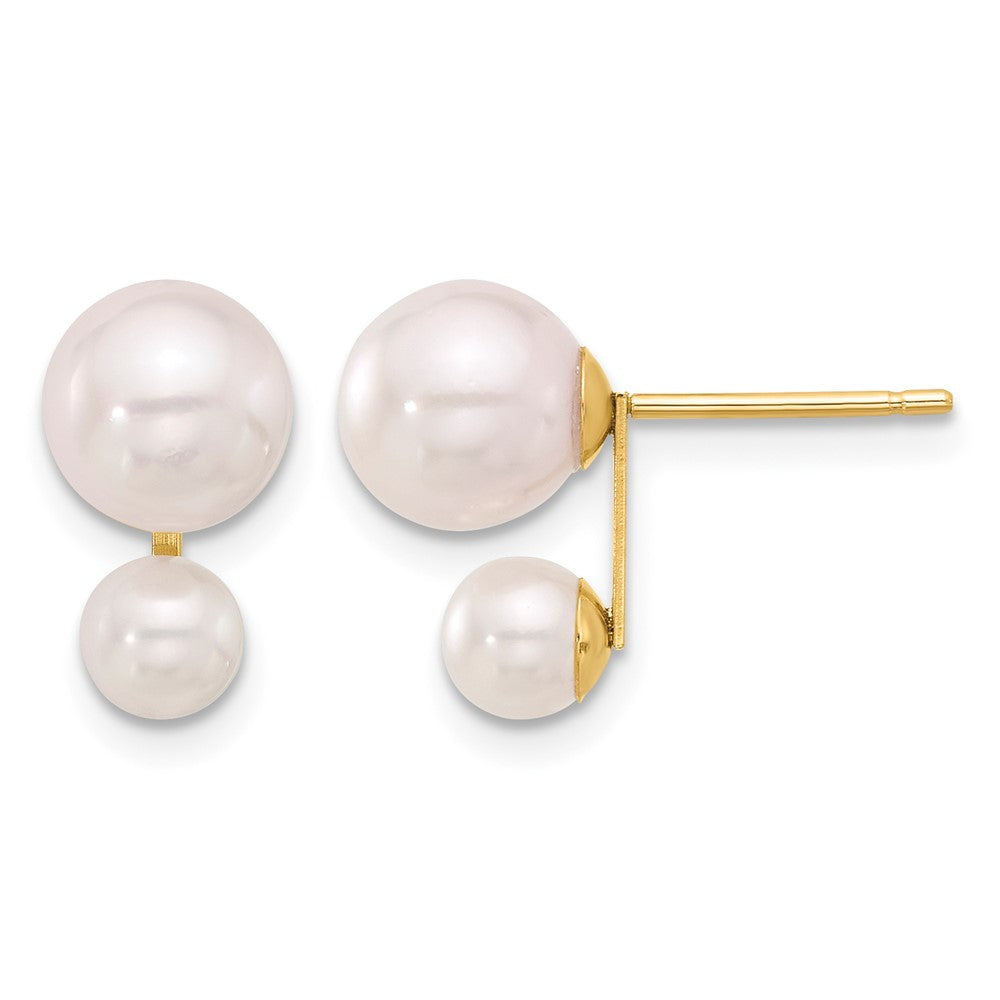 14K 4-5mm and 6-7mm White Akoya Cultured Pearl Post Earrings