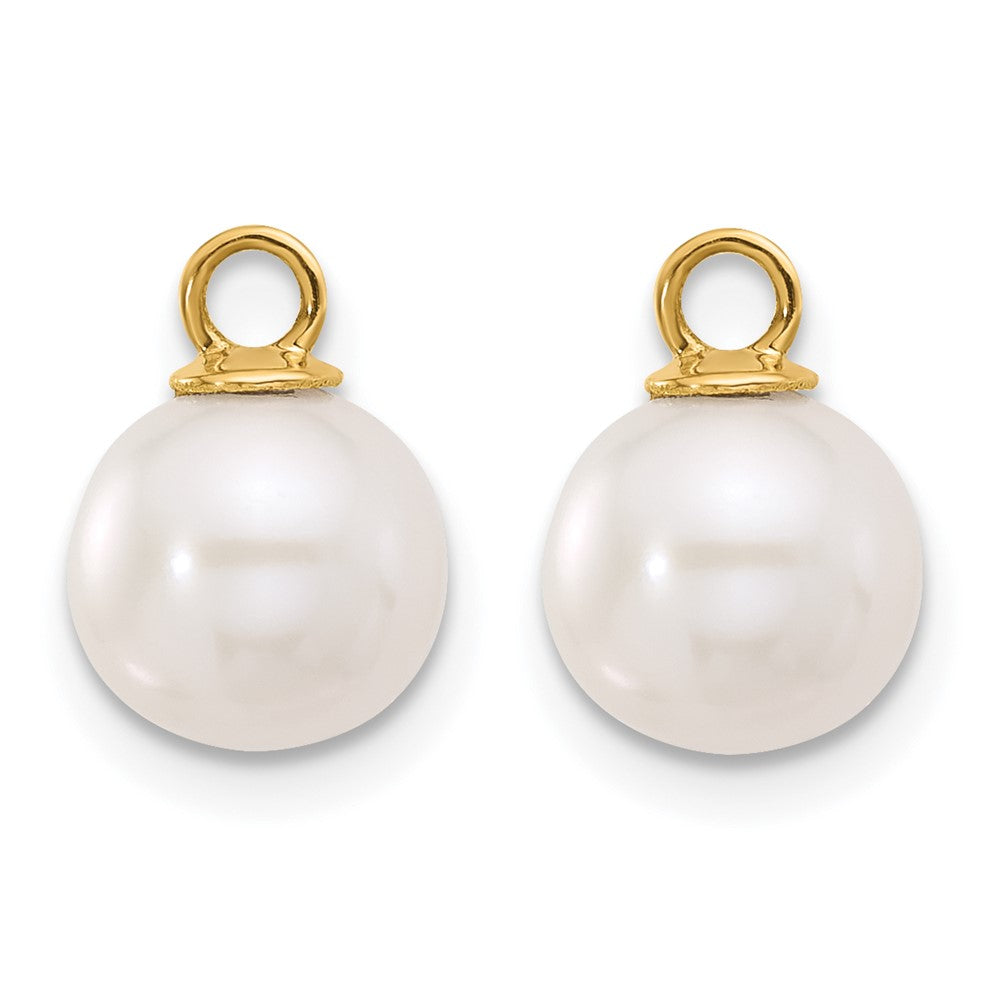14K 7-8mm Black & White FWC Pearl Removable Dangle Hoop Earrings