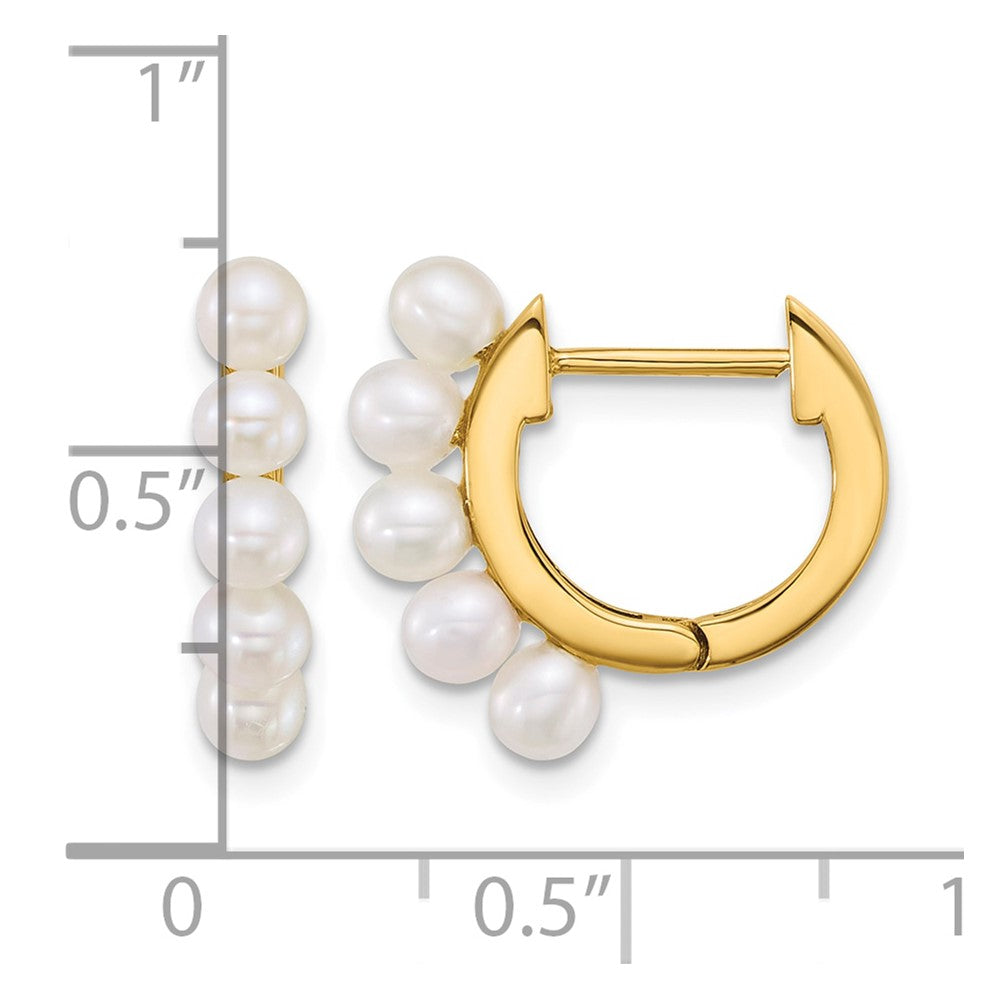 14k 3-4mm Rice South Sea Saltwater Cultured Pearl Hoop Earrings